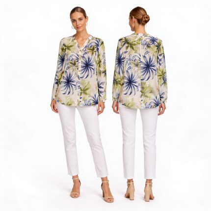 Çiçek Desenli Rahat Kesim Kadın Gömlek