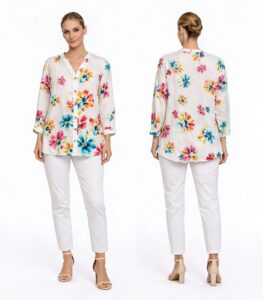 Çiçek Desenli Rahat Kesim Kadın Gömlek