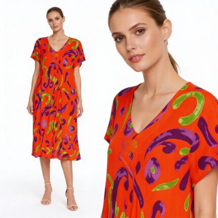 Desenli Salaş Yazlık Elbise – Standart Beden